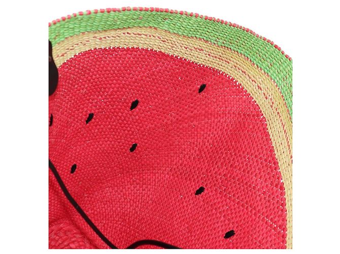 LOEWE Wassermelon Tote Bag Raffia 2-Wege Rot Auth 177162SAV - Ansicht 22