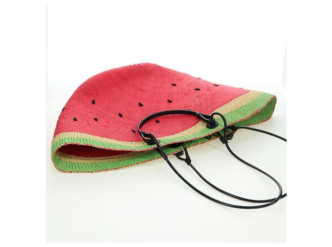 LOEWE Wassermelon Tote Bag Raffia 2-Wege Rot Auth 177162SAV - Ansicht 6