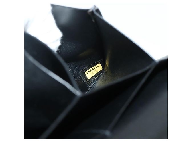 CHANEL Clutch Choco Bar Camelia in Pelle di Agnello Nero Oro CC Auth 177325A D'oro - vista 23