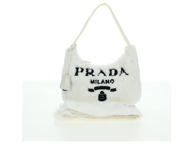 PRADA Borsa a Mano Pile Bianco Argento Auth 177111M - vista 12