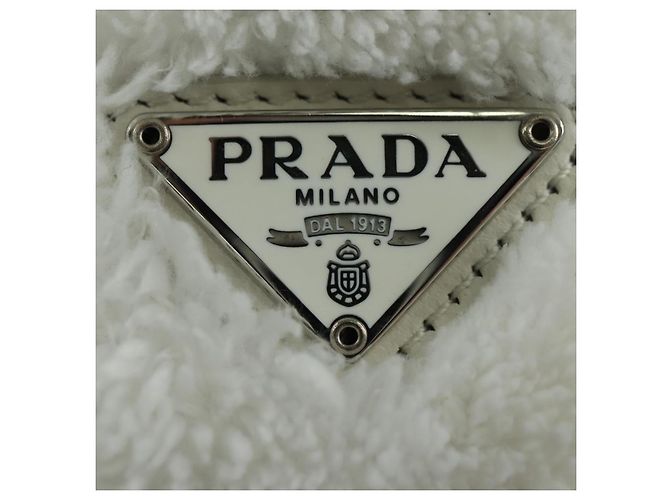 PRADA Borsa a Mano Pile Bianco Argento Auth 177111M - vista 18
