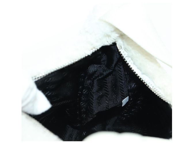 PRADA Borsa a Mano Pile Bianco Argento Auth 177111M - vista 24