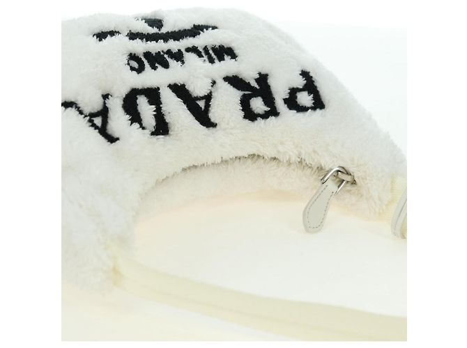 PRADA Borsa a Mano Pile Bianco Argento Auth 177111M - vista 6