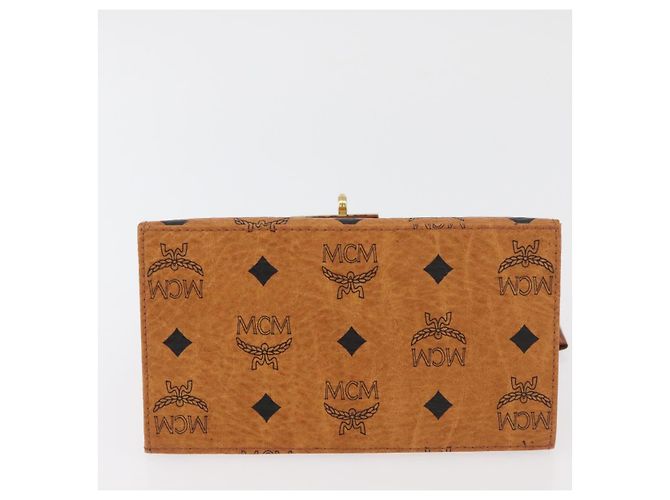 MCM Vicetos Logogram Borsa a Mano PVC Pelle Marrone Oro Auth 177665A D'oro - vista 10