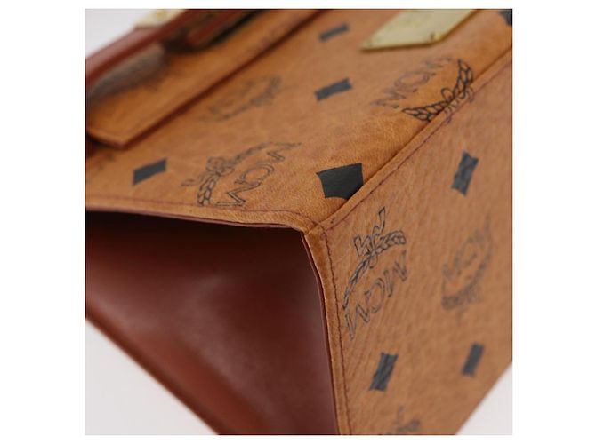 MCM Vicetos Logogram Borsa a Mano PVC Pelle Marrone Oro Auth 177665A D'oro - vista 11