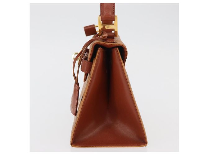 MCM Vicetos Logogram Borsa a Mano PVC Pelle Marrone Oro Auth 177665A D'oro - vista 4