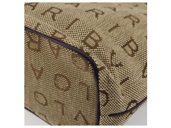 Bulgari Borsa Tote BVLGARI Logo Mania Canvas Beige Oro Viola Auth 177564A D'oro Porpora - vista 16