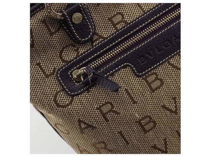 Bulgari Borsa Tote BVLGARI Logo Mania Canvas Beige Oro Viola Auth 177564A D'oro Porpora - vista 19