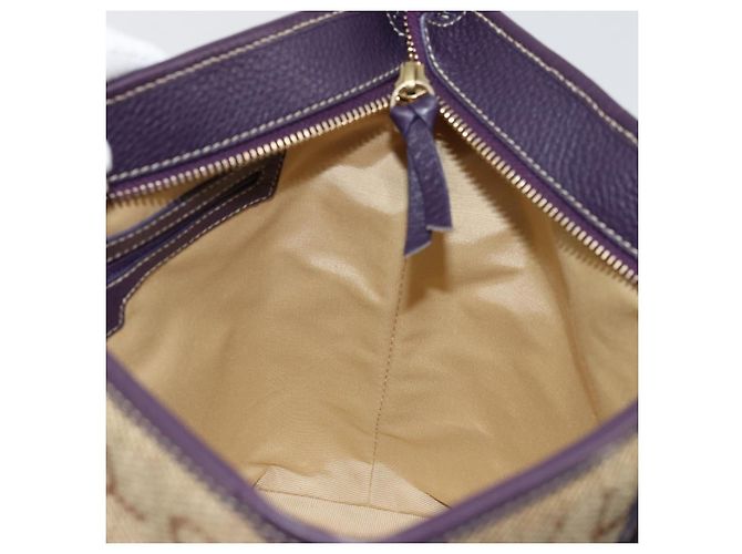 Bulgari Borsa Tote BVLGARI Logo Mania Canvas Beige Oro Viola Auth 177564A D'oro Porpora - vista 21