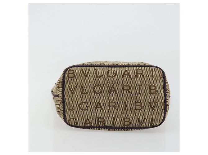 Bulgari Borsa Tote BVLGARI Logo Mania Canvas Beige Oro Viola Auth 177564A D'oro Porpora - vista 5