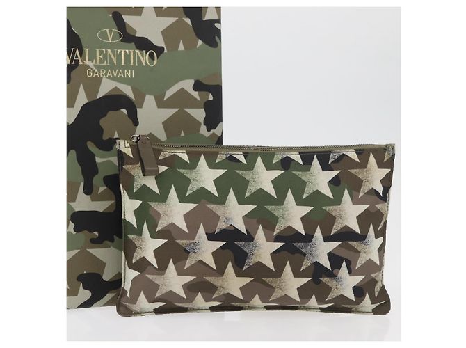VALENTINO Pochette Camouflage in Nylon Khaki Argento Auth bs35068A Cachi - vista 12