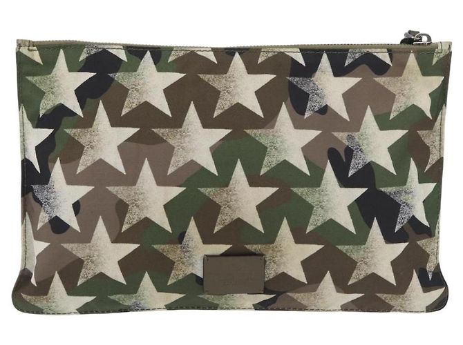 VALENTINO Pochette Camouflage in Nylon Khaki Argento Auth bs35068A Cachi - vista 13