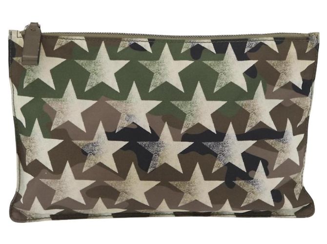VALENTINO Pochette Camouflage in Nylon Khaki Argento Auth bs35068A Cachi - vista 2
