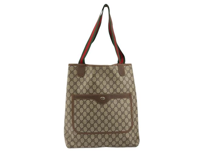 Borsa Gucci GG Supreme Web Sherry Line PVC Beige Rosso Verde 39 02 003 Auth 177499 - vista 2