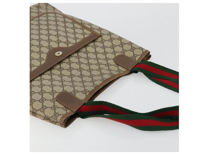 Borsa Gucci GG Supreme Web Sherry Line PVC Beige Rosso Verde 39 02 003 Auth 177499 - vista 6