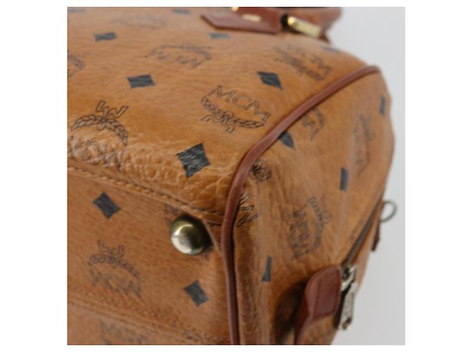 MCM Vicetos Logogram Borsa a Mano in Pelle PVC Marrone Oro Auth BA12357A D'oro - vista 12