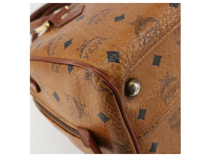 MCM Vicetos Logogram Borsa a Mano in Pelle PVC Marrone Oro Auth BA12357A D'oro - vista 13