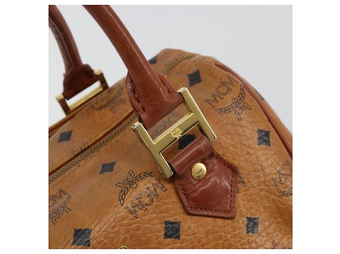 MCM Vicetos Logogram Borsa a Mano in Pelle PVC Marrone Oro Auth BA12357A D'oro - vista 14