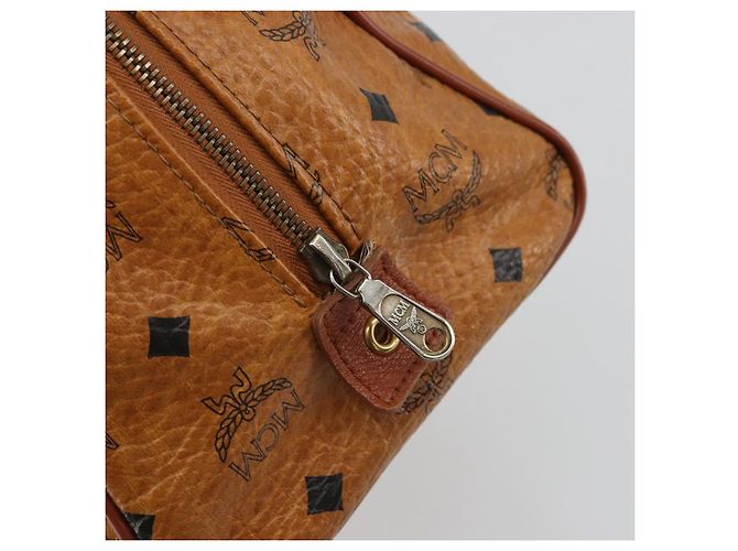 MCM Vicetos Logogram Borsa a Mano in Pelle PVC Marrone Oro Auth BA12357A D'oro - vista 16