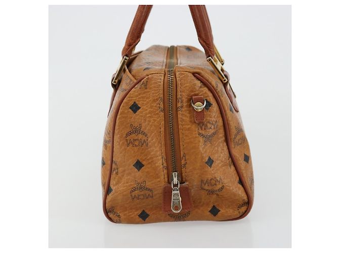MCM Vicetos Logogram Borsa a Mano in Pelle PVC Marrone Oro Auth BA12357A D'oro - vista 4