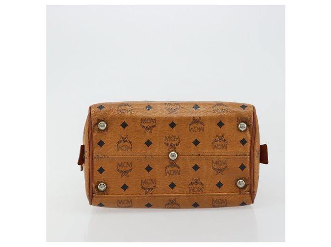 MCM Vicetos Logogram Borsa a Mano in Pelle PVC Marrone Oro Auth BA12357A D'oro - vista 9