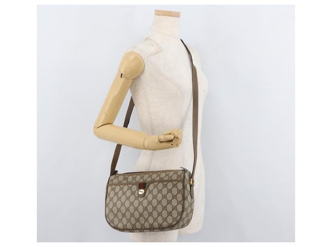 Borsa Sherry Line GG Supreme Web di GUCCI in PVC beige e oro 89 02 077 Auth 178937 D'oro - vista 24