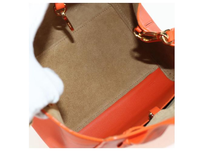Hammock LOEWE - Bolsa Hamaca Calcifer Nugget de Cuero Naranja Auth am11499SM de Studio Ghibli Dorado - vista 10