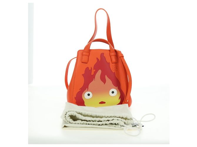 Hammock LOEWE - Bolsa Hamaca Calcifer Nugget de Cuero Naranja Auth am11499SM de Studio Ghibli Dorado - vista 12