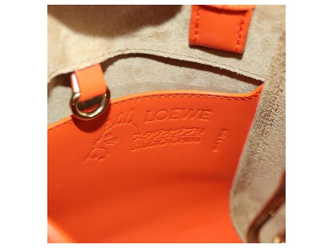 Hammock LOEWE - Bolsa Hamaca Calcifer Nugget de Cuero Naranja Auth am11499SM de Studio Ghibli Dorado - vista 25