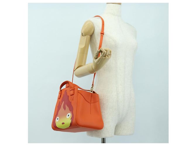 Hammock LOEWE - Bolsa Hamaca Calcifer Nugget de Cuero Naranja Auth am11499SM de Studio Ghibli Dorado - vista 29