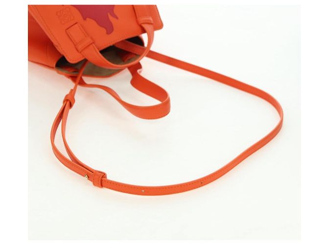Hammock LOEWE - Bolsa Hamaca Calcifer Nugget de Cuero Naranja Auth am11499SM de Studio Ghibli Dorado - vista 9