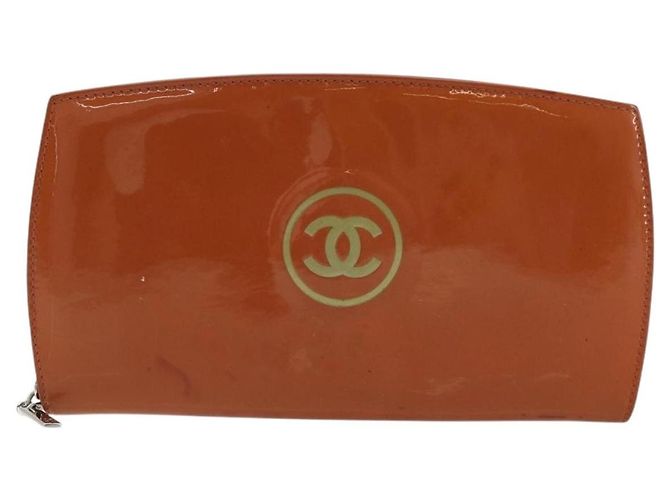 CHANEL Langer Geldbeutel Aus Lackleder Orange Silber CC Auth bs34871 - Ansicht 13