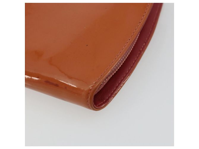 CHANEL Langer Geldbeutel Aus Lackleder Orange Silber CC Auth bs34871 - Ansicht 14