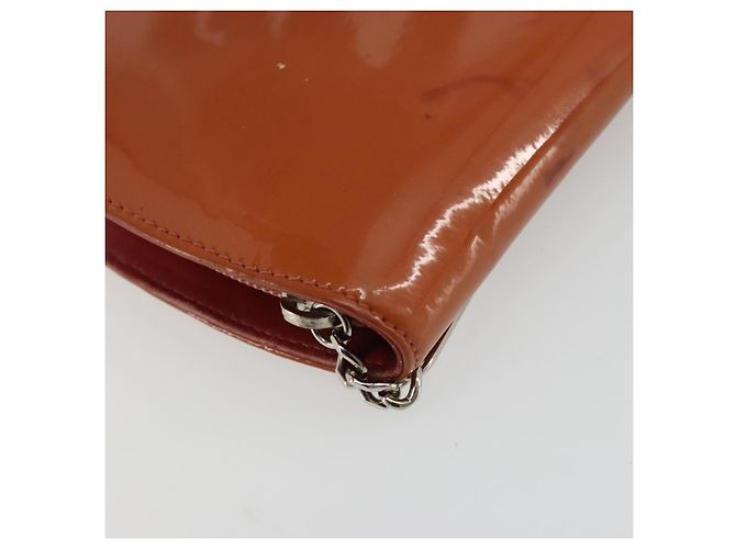 CHANEL Langer Geldbeutel Aus Lackleder Orange Silber CC Auth bs34871 - Ansicht 15