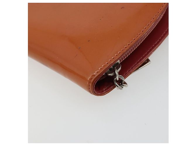 CHANEL Langer Geldbeutel Aus Lackleder Orange Silber CC Auth bs34871 - Ansicht 16