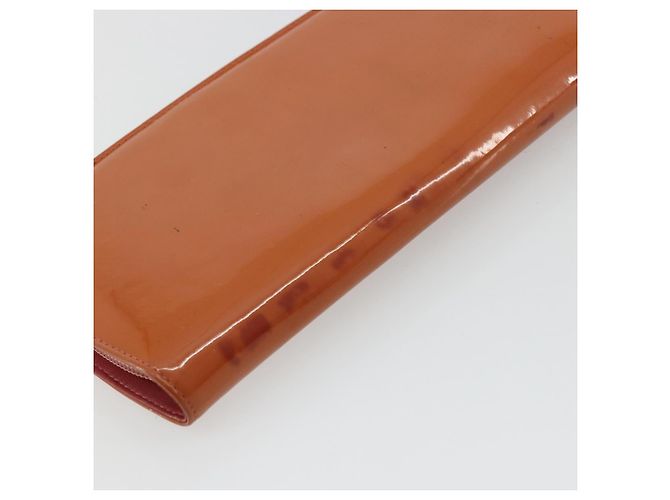 CHANEL Langer Geldbeutel Aus Lackleder Orange Silber CC Auth bs34871 - Ansicht 7