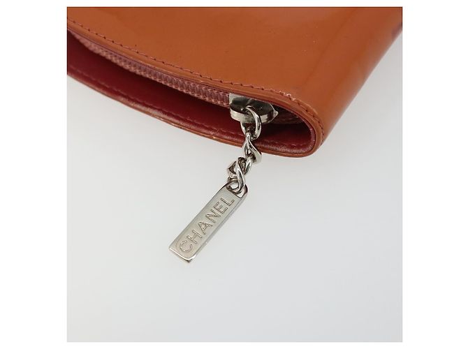 CHANEL Langer Geldbeutel Aus Lackleder Orange Silber CC Auth bs34871 - Ansicht 8