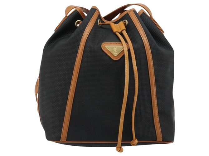 Saint Laurent Borsa a Spalla PVC Nera Oro Auth 178070 Nero D'oro - vista 2