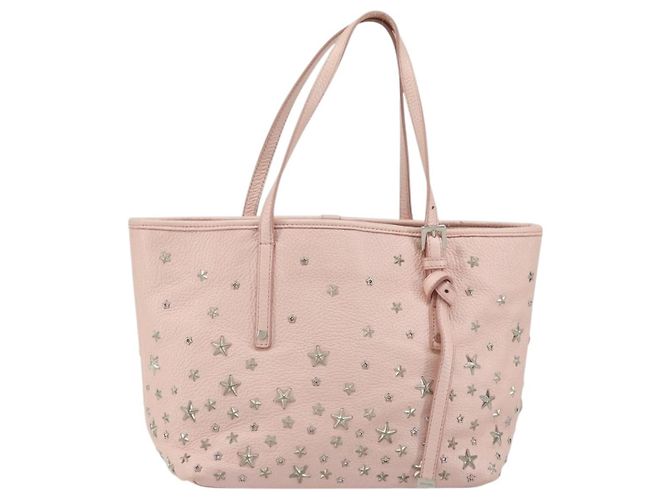 Jimmy Choo Borsa Tote in Pelle Rosa Argento Auth BA12429A - vista 13