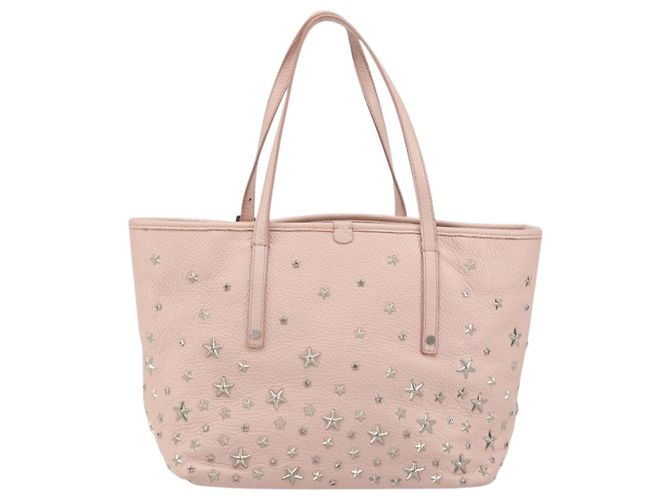 Jimmy Choo Borsa Tote in Pelle Rosa Argento Auth BA12429A - vista 2