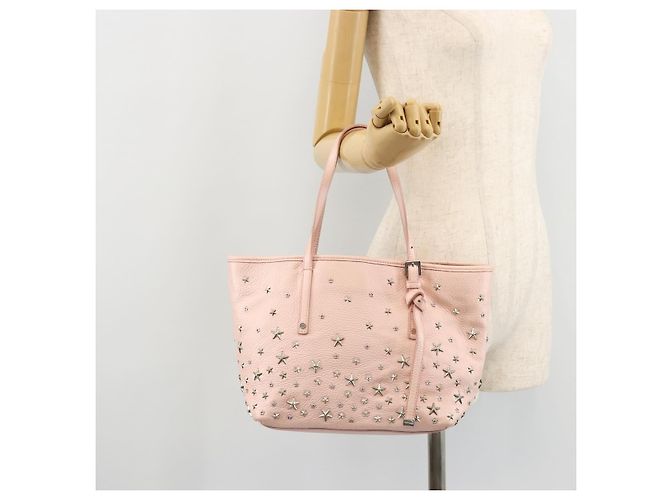 Jimmy Choo Borsa Tote in Pelle Rosa Argento Auth BA12429A - vista 22