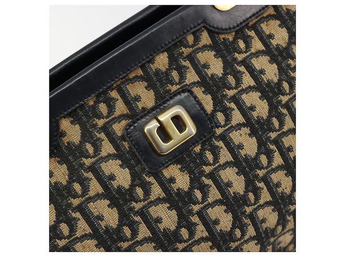 Borsa a mano in tela Trotter Christian Dior blu navy oro Auth 178015 D'oro - vista 14