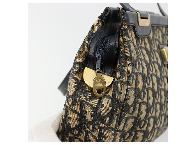 Borsa a mano in tela Trotter Christian Dior blu navy oro Auth 178015 D'oro - vista 15