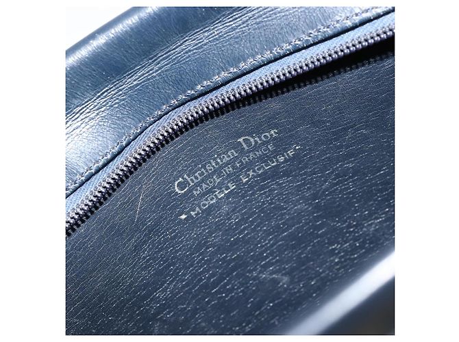 Borsa a mano in tela Trotter Christian Dior blu navy oro Auth 178015 D'oro - vista 16