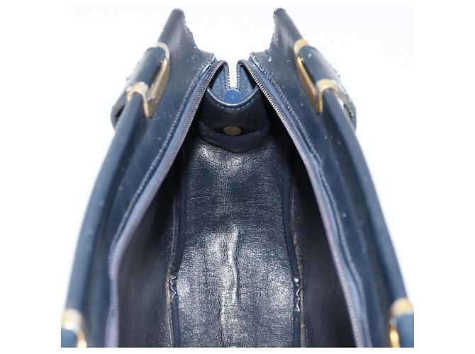 Borsa a mano in tela Trotter Christian Dior blu navy oro Auth 178015 D'oro - vista 18