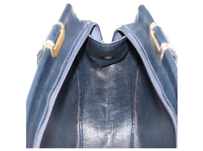 Borsa a mano in tela Trotter Christian Dior blu navy oro Auth 178015 D'oro - vista 19