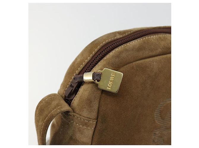 LOEWE Borsa a Spalla Anagram Suede Oro Beige Auth 178167 D'oro - vista 10