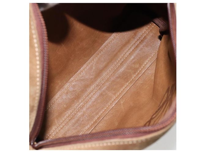 LOEWE Borsa a Spalla Anagram Suede Oro Beige Auth 178167 D'oro - vista 11