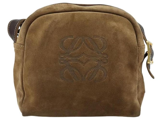 LOEWE Borsa a Spalla Anagram Suede Oro Beige Auth 178167 D'oro - vista 13