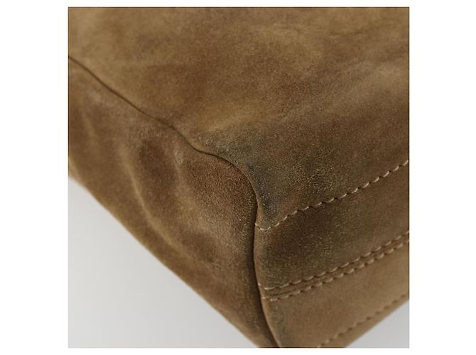 LOEWE Borsa a Spalla Anagram Suede Oro Beige Auth 178167 D'oro - vista 14